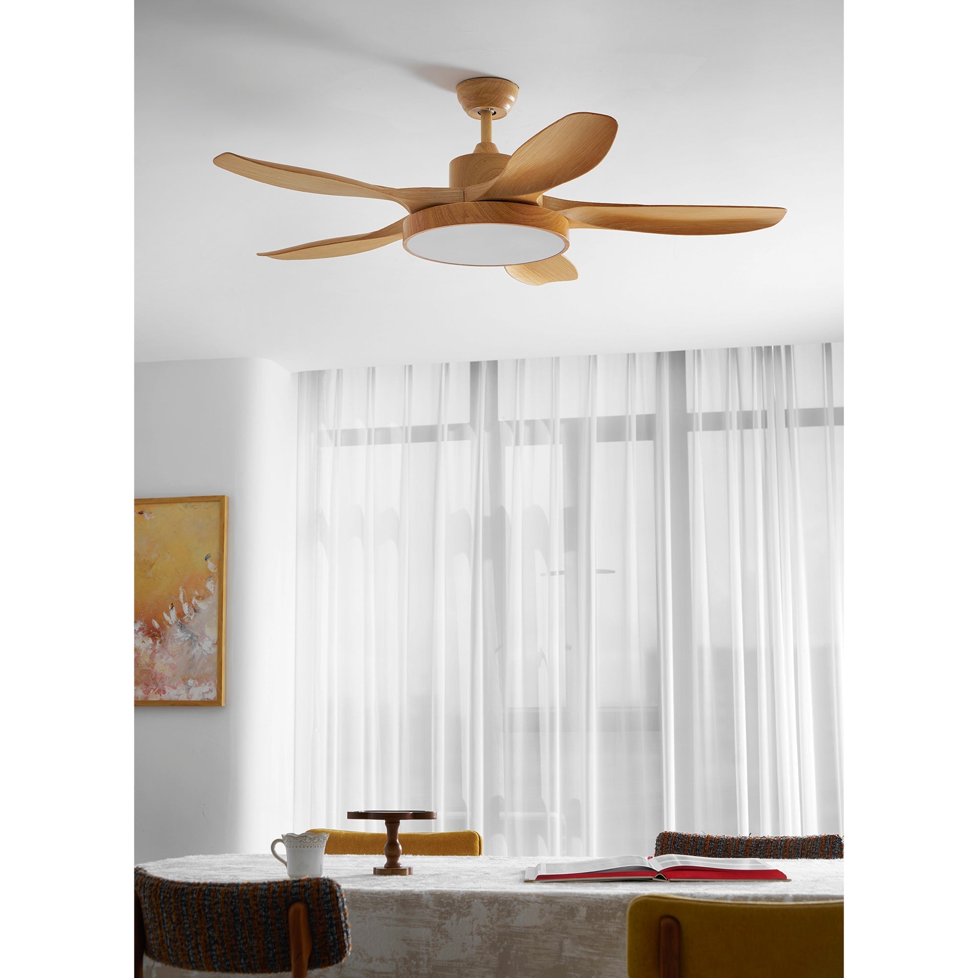 Bronx 52 Inch Ceiling Fan with LED Light Remote Control Modern Bedroom Living Room — Black White