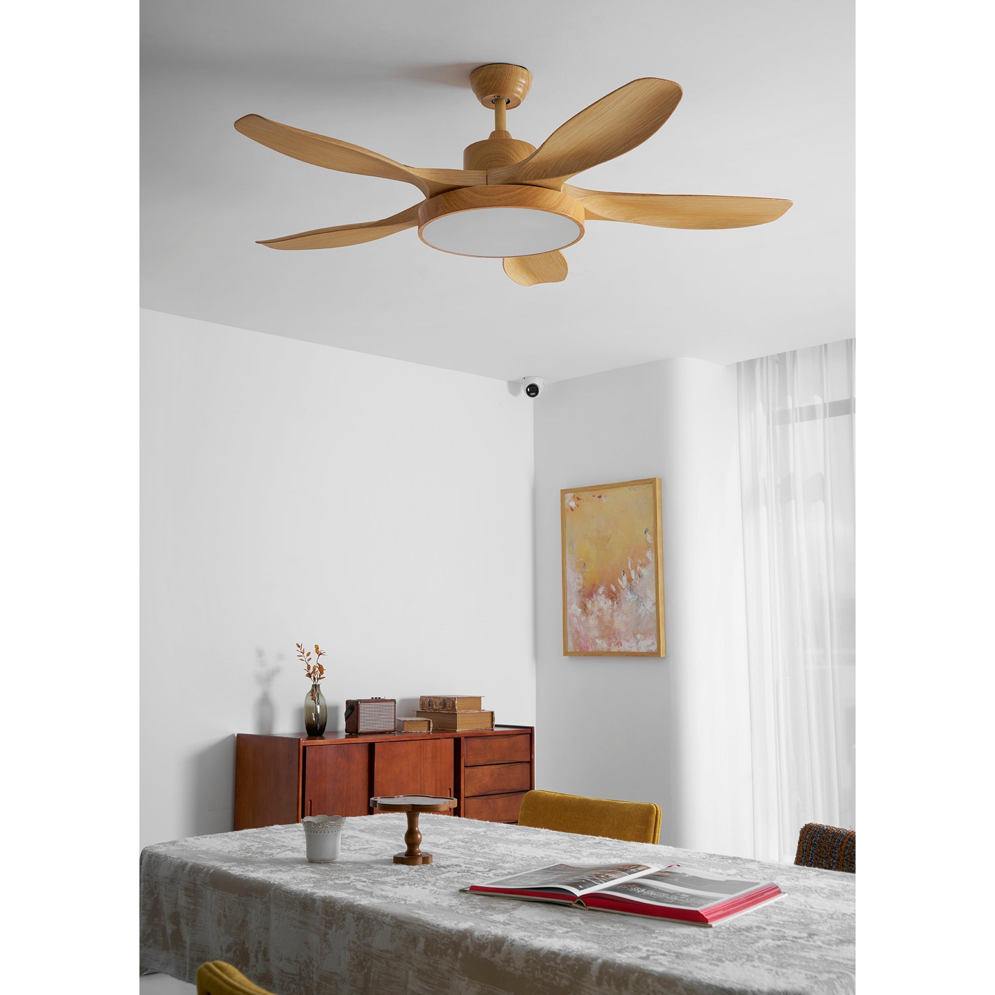Bronx 52 Inch Ceiling Fan with LED Light Remote Control Modern Bedroom Living Room — Black White