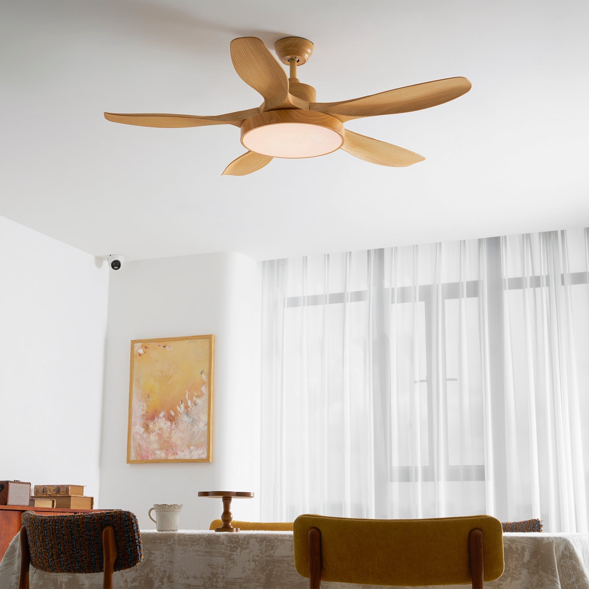 Bronx 52 Inch Ceiling Fan with LED Light Remote Control Modern Bedroom Living Room — Black White