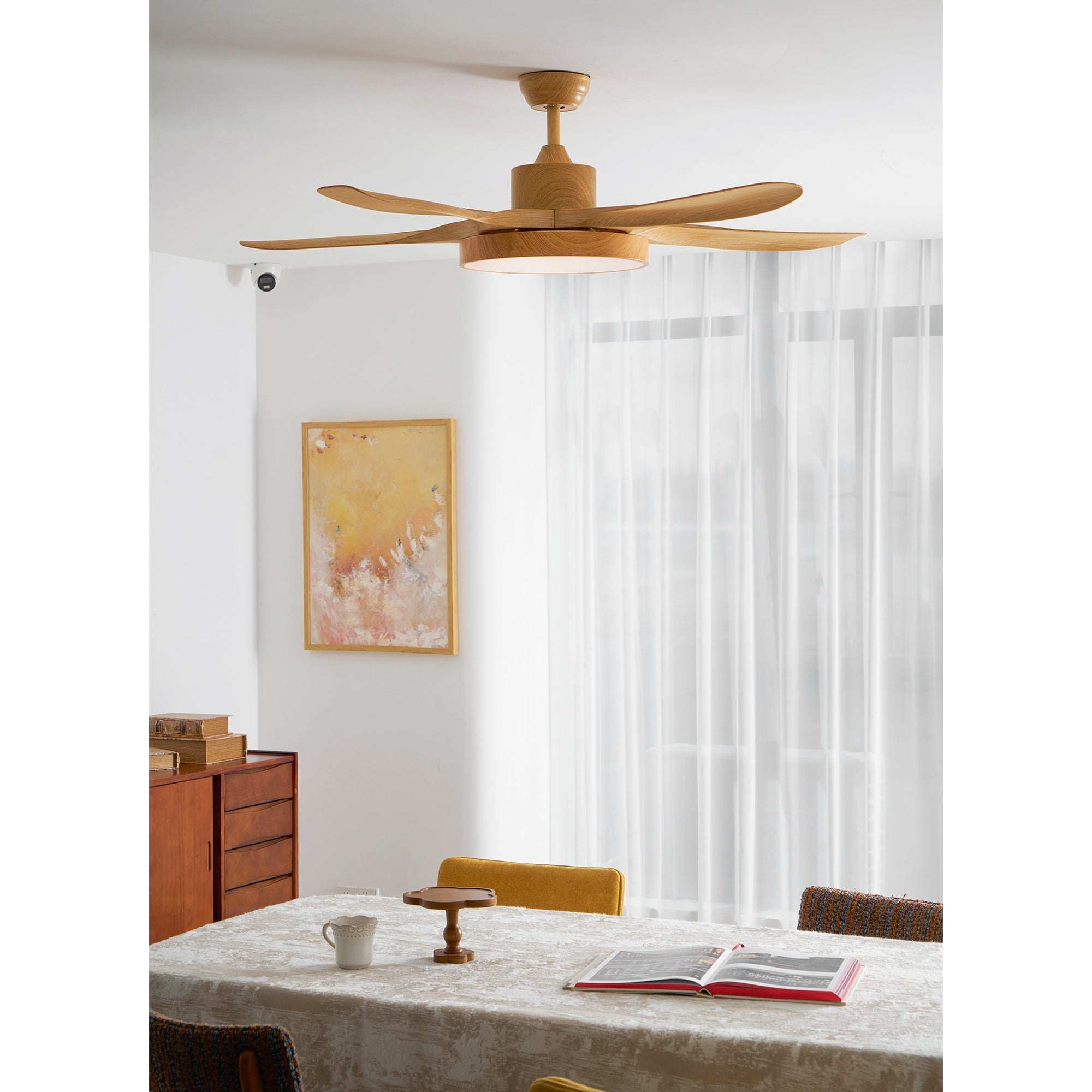 Bronx 52 Inch Ceiling Fan with LED Light Remote Control Modern Bedroom Living Room — Black White