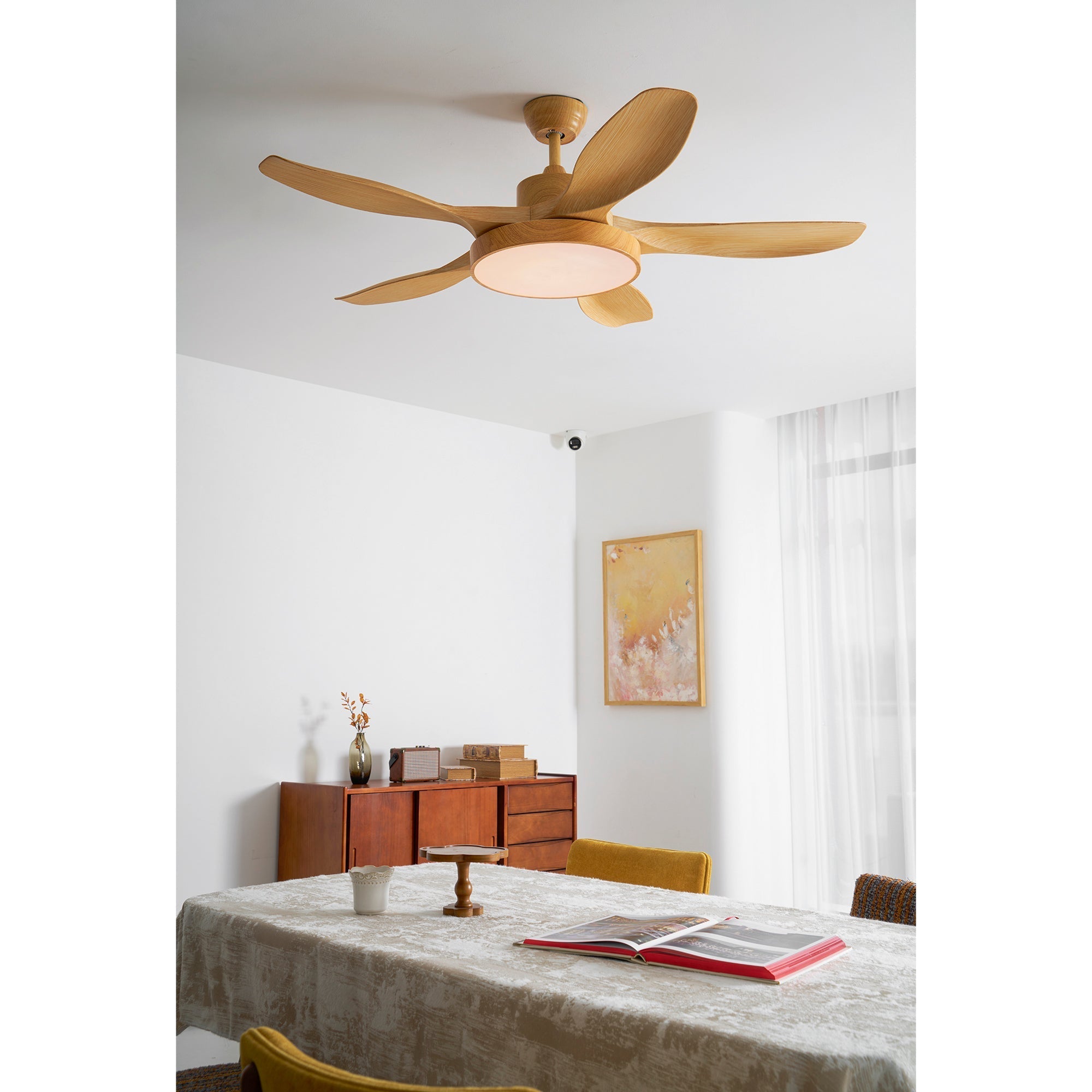 Bronx 52 Inch Ceiling Fan with LED Light Remote Control Modern Bedroom Living Room — Black White
