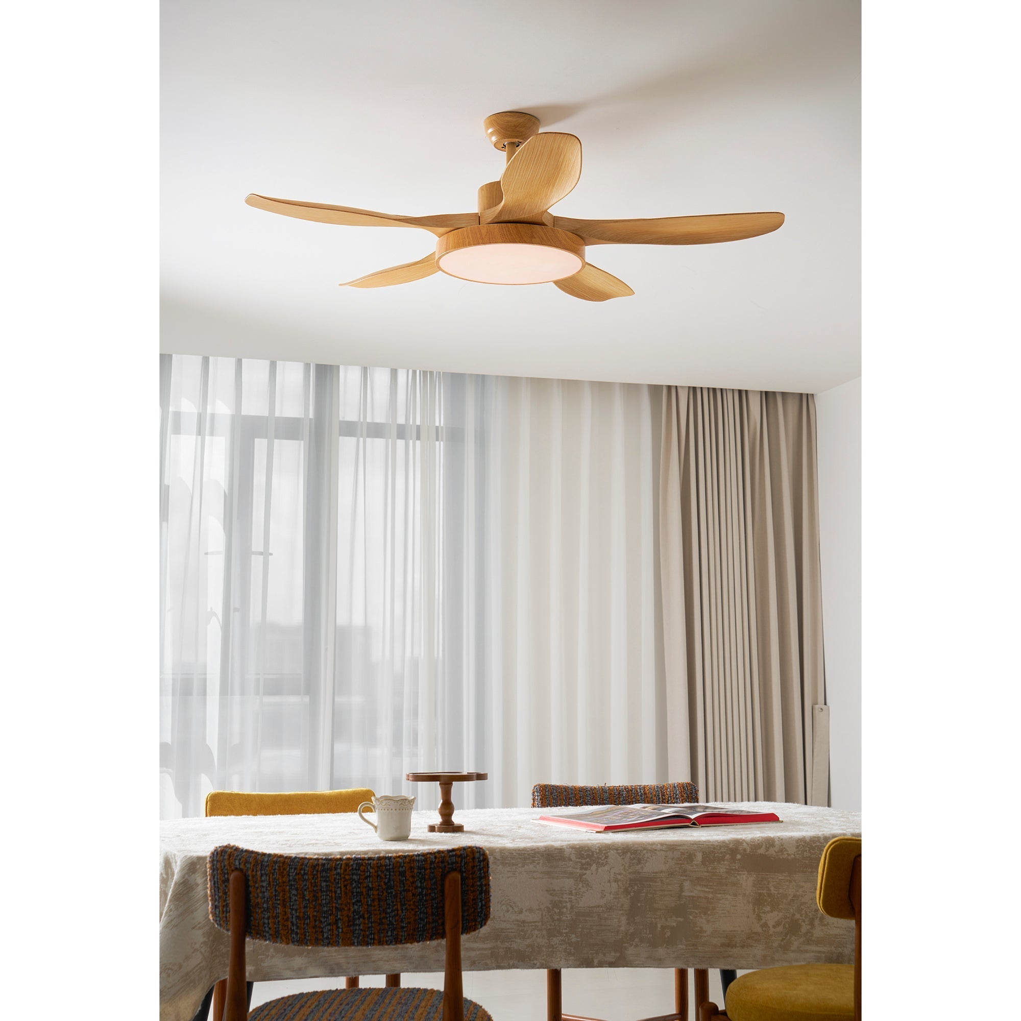Bronx 52 Inch Ceiling Fan with LED Light Remote Control Modern Bedroom Living Room — Black White