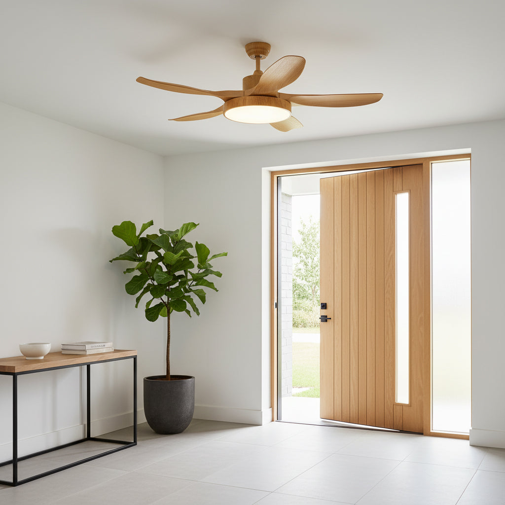 Bronx 52 Inch Ceiling Fan with LED Light Remote Control Modern Bedroom Living Room — Black White