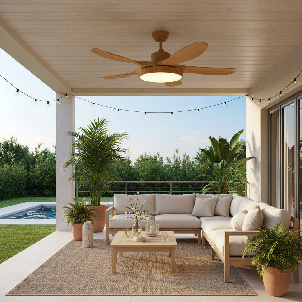 Bronx 52 Inch Ceiling Fan with LED Light Remote Control Modern Bedroom Living Room — Black White