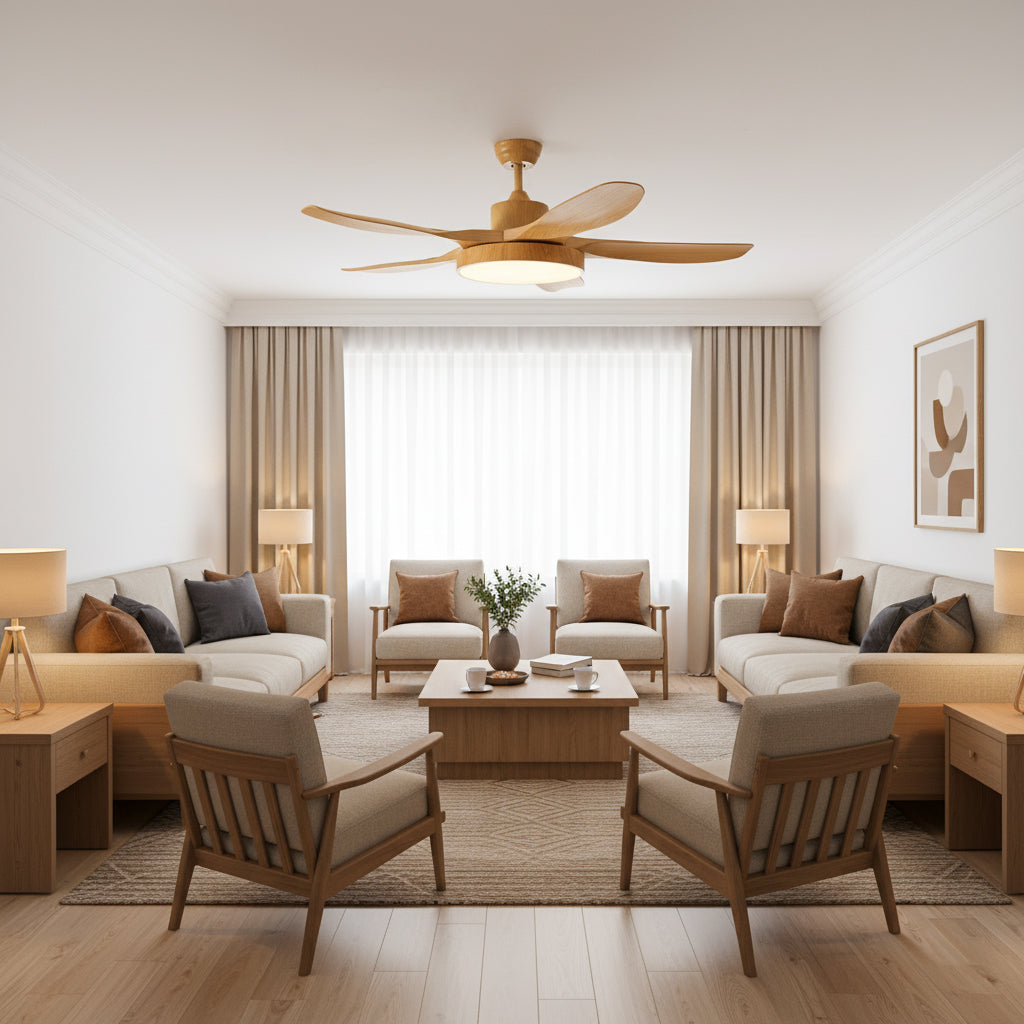 Bronx 52 Inch Ceiling Fan with LED Light Remote Control Modern Bedroom Living Room — Black White