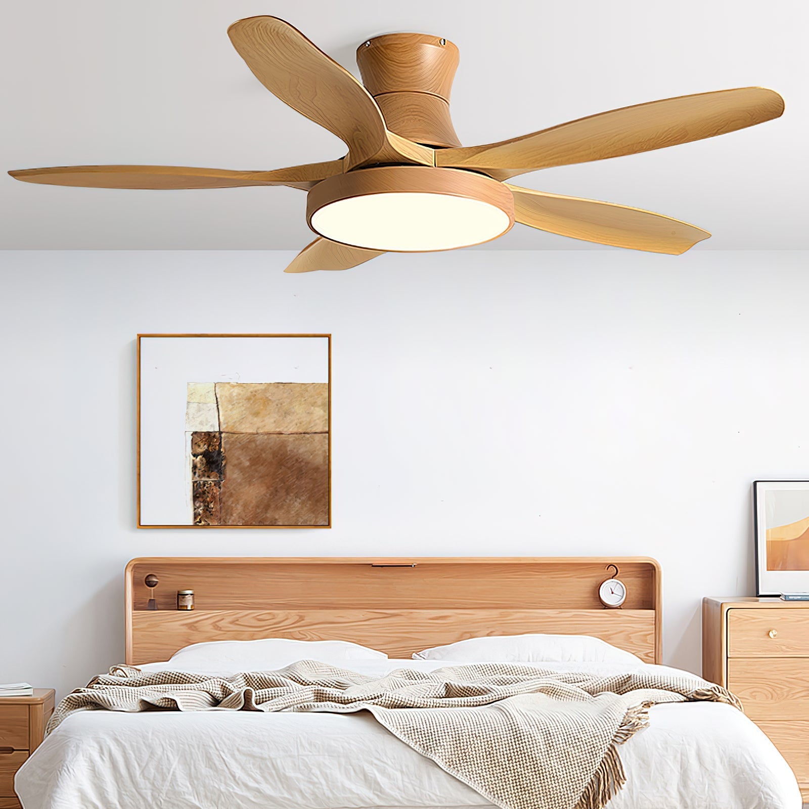 Bronx 52 Inch Ceiling Fan with LED Light Remote Control Modern Bedroom Living Room — Black White