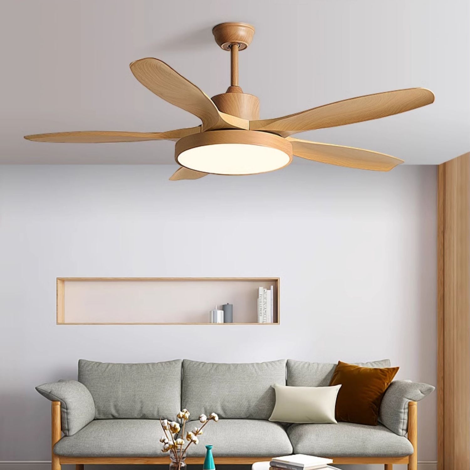 Bronx 52 Inch Ceiling Fan with LED Light Remote Control Modern Bedroom Living Room — Black White