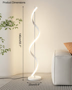 Dimmable Spiral Arc Floor Lamp Sculptural LED Warm White Living Room Bedroom — 3 Finish Options