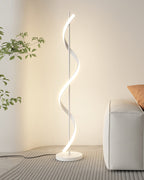 Dimmable Spiral Arc Floor Lamp Sculptural LED Warm White Living Room Bedroom — 3 Finish Options