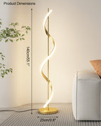 Dimmable Spiral Arc Floor Lamp Sculptural LED Warm White Living Room Bedroom — 3 Finish Options