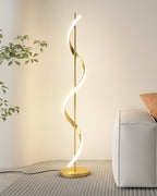 Dimmable Spiral Arc Floor Lamp Sculptural LED Warm White Living Room Bedroom — 3 Finish Options