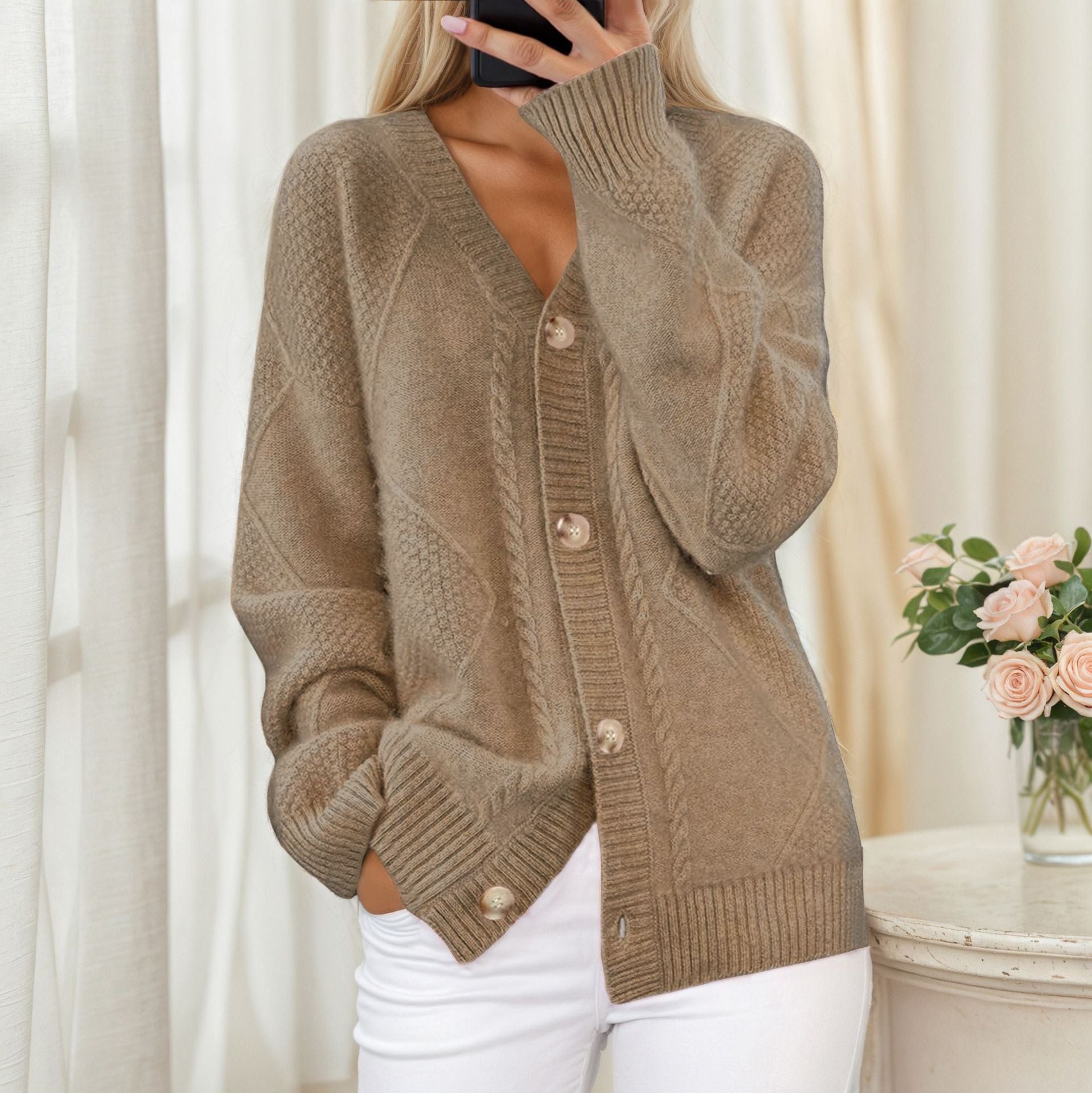 Arlisse | Elegant Long Sleeve V-Neck Cardigan for Women