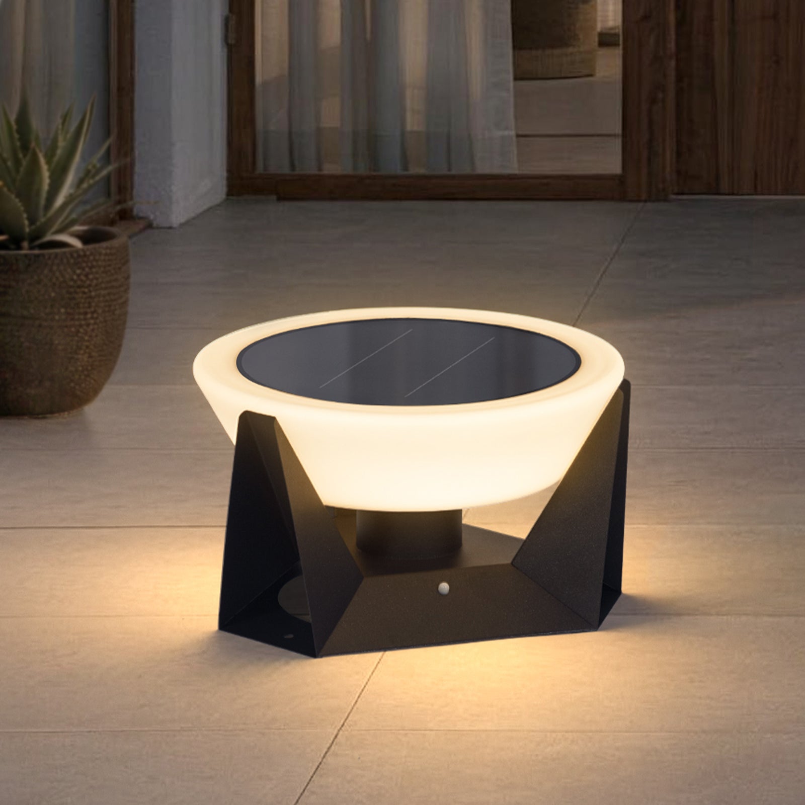 RIRZ HALO Solar Outdoor Floor Lamp LED Warm White Patio Garden Poolside — 18cm 28cm 38cm