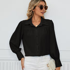 Amazirhub | Women’s Long Sleeve Button-Up Blouse Shirt – Elegant Relaxed Fit Top