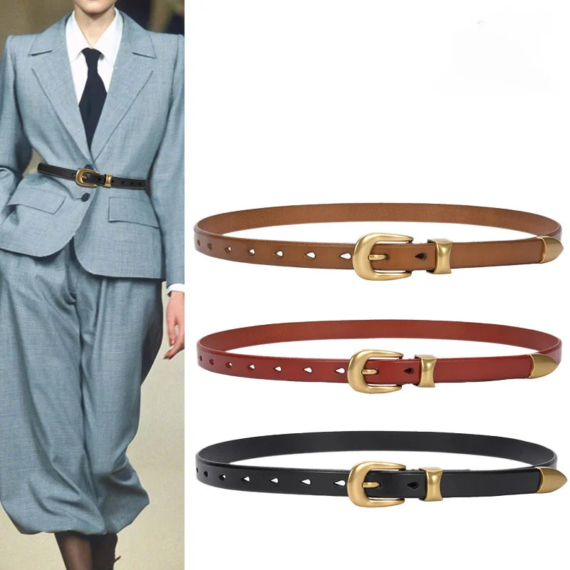 Leather Belt – Women’s Full Grain Cowhide Slim Waist Belt
