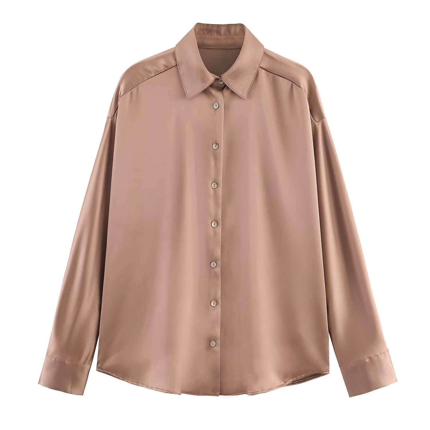 Amazirhub | Elegant Silk Blouse Shirt – Off-Shoulder Long Sleeve Top