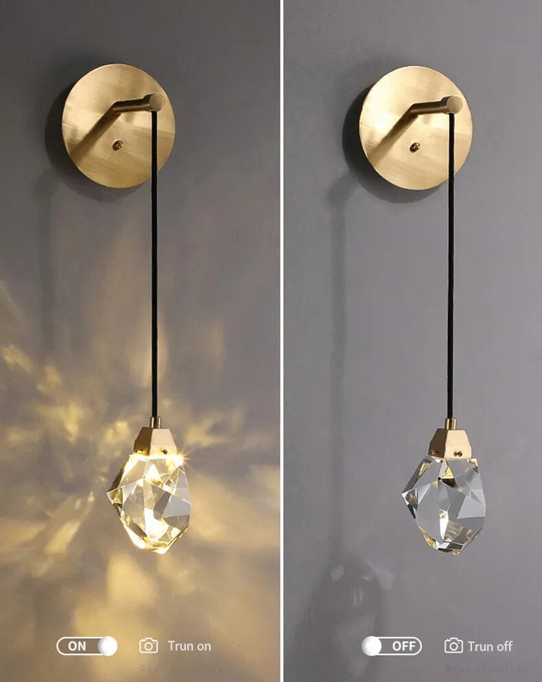Crystal Rocks K9 Pendant Wall Light Minimalist Bedroom Living Room Office