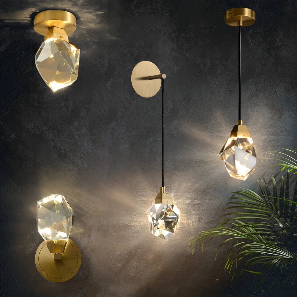 Crystal Rocks K9 Pendant Wall Light Minimalist Bedroom Living Room Office