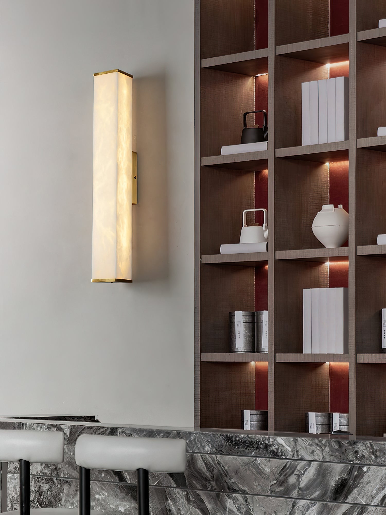 Callisto Alabaster Wall Sconce Natural Stone LED Luxury Bedroom Living Room — 5 Size and Finish Options