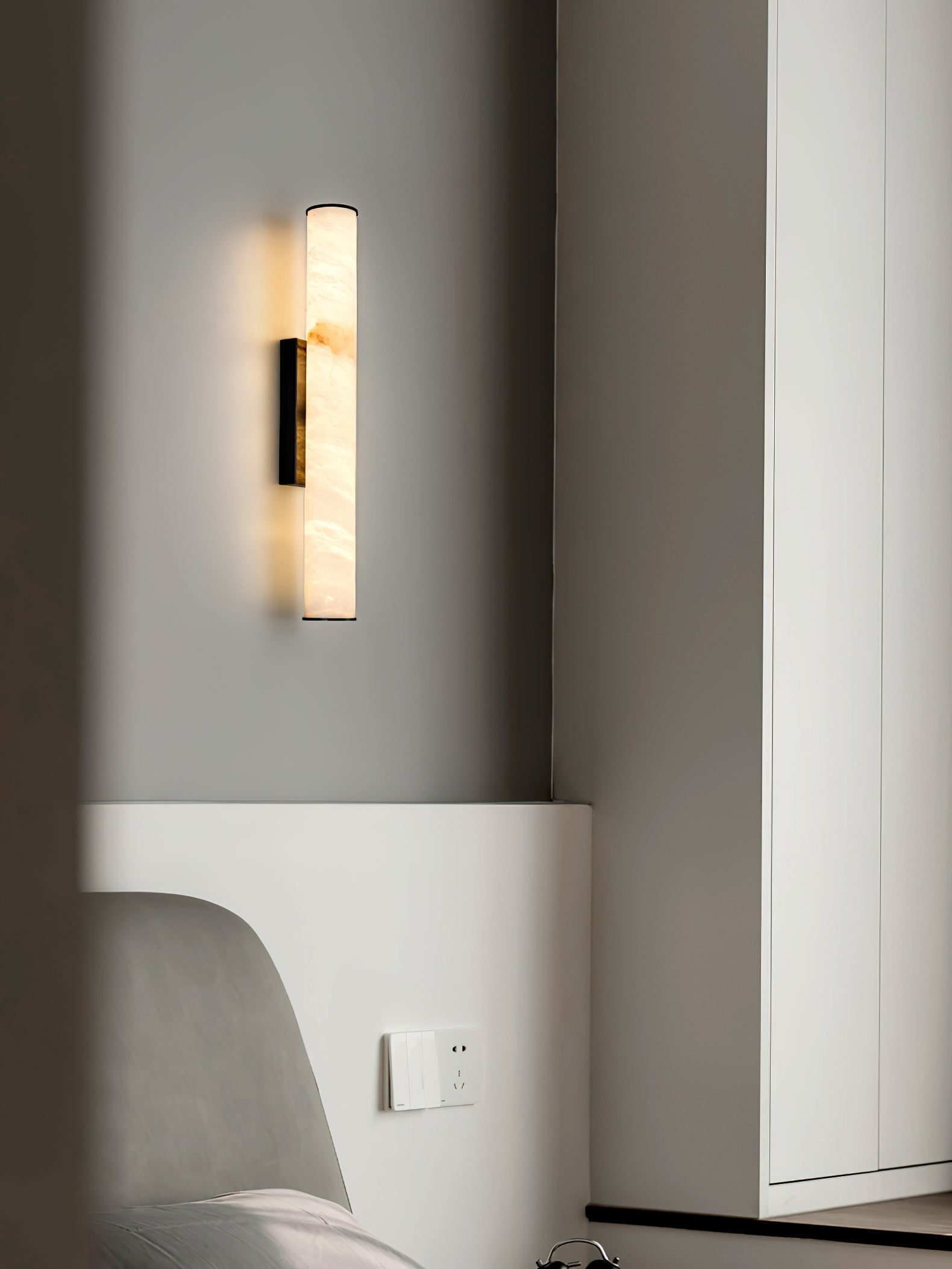 Callisto Alabaster Wall Sconce Natural Stone LED Luxury Bedroom Living Room — 5 Size and Finish Options