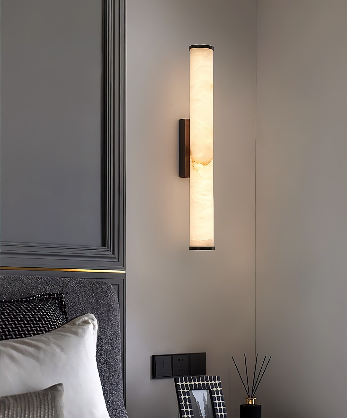 Callisto Alabaster Wall Sconce Natural Stone LED Luxury Bedroom Living Room — 5 Size and Finish Options