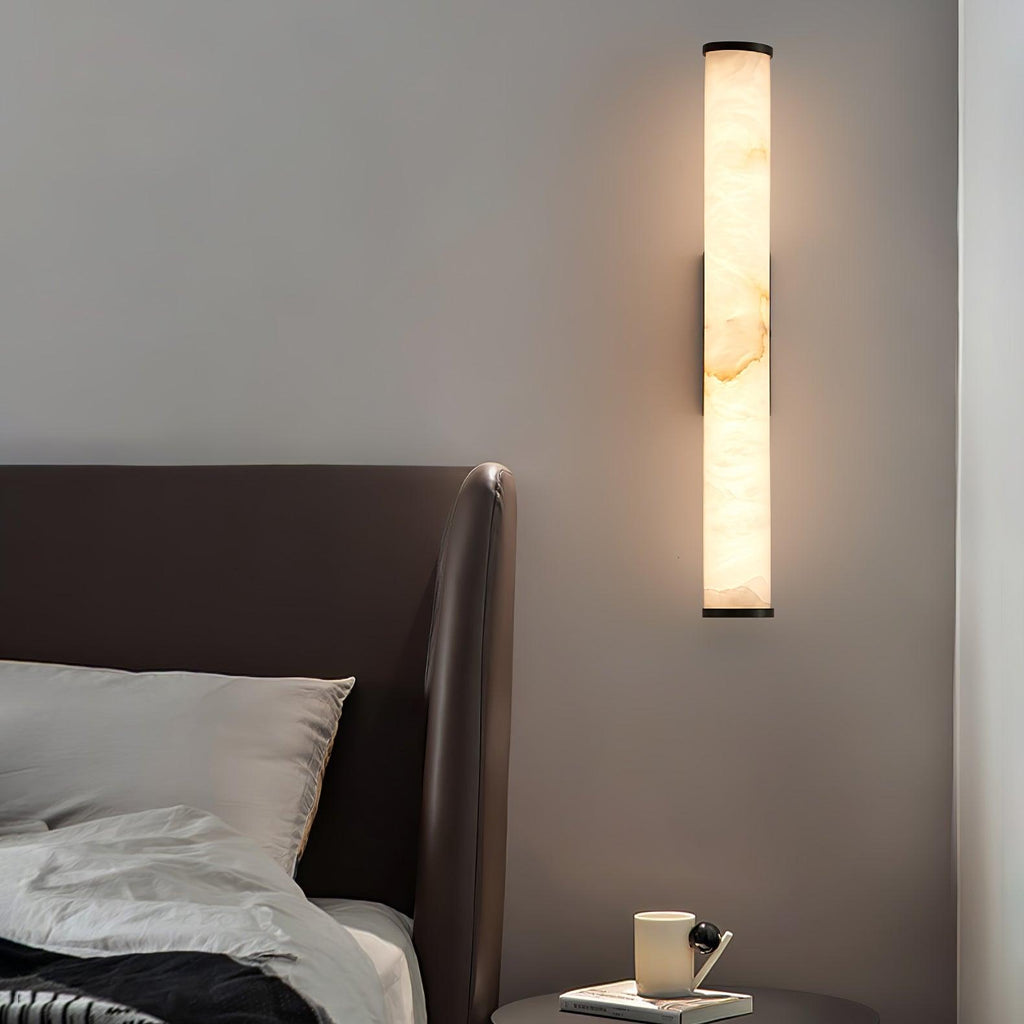 Klyr Elegant Alabaster Vertical Cylindrical Wall Sconce