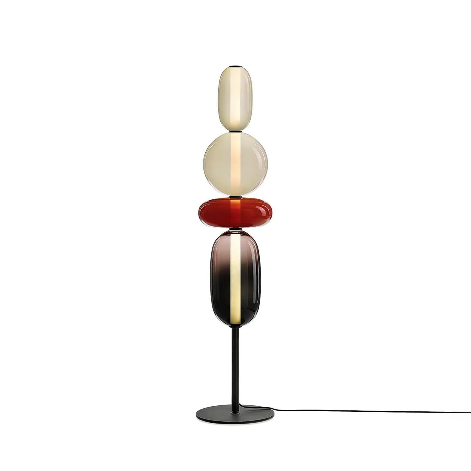 Stacked Glass Pebble Floor Lamp Sculptural LED Warm White Living Room Bedroom — Multiple Colors