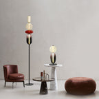 Stacked Glass Pebble Floor Lamp Sculptural LED Warm White Living Room Bedroom — Multiple Colors