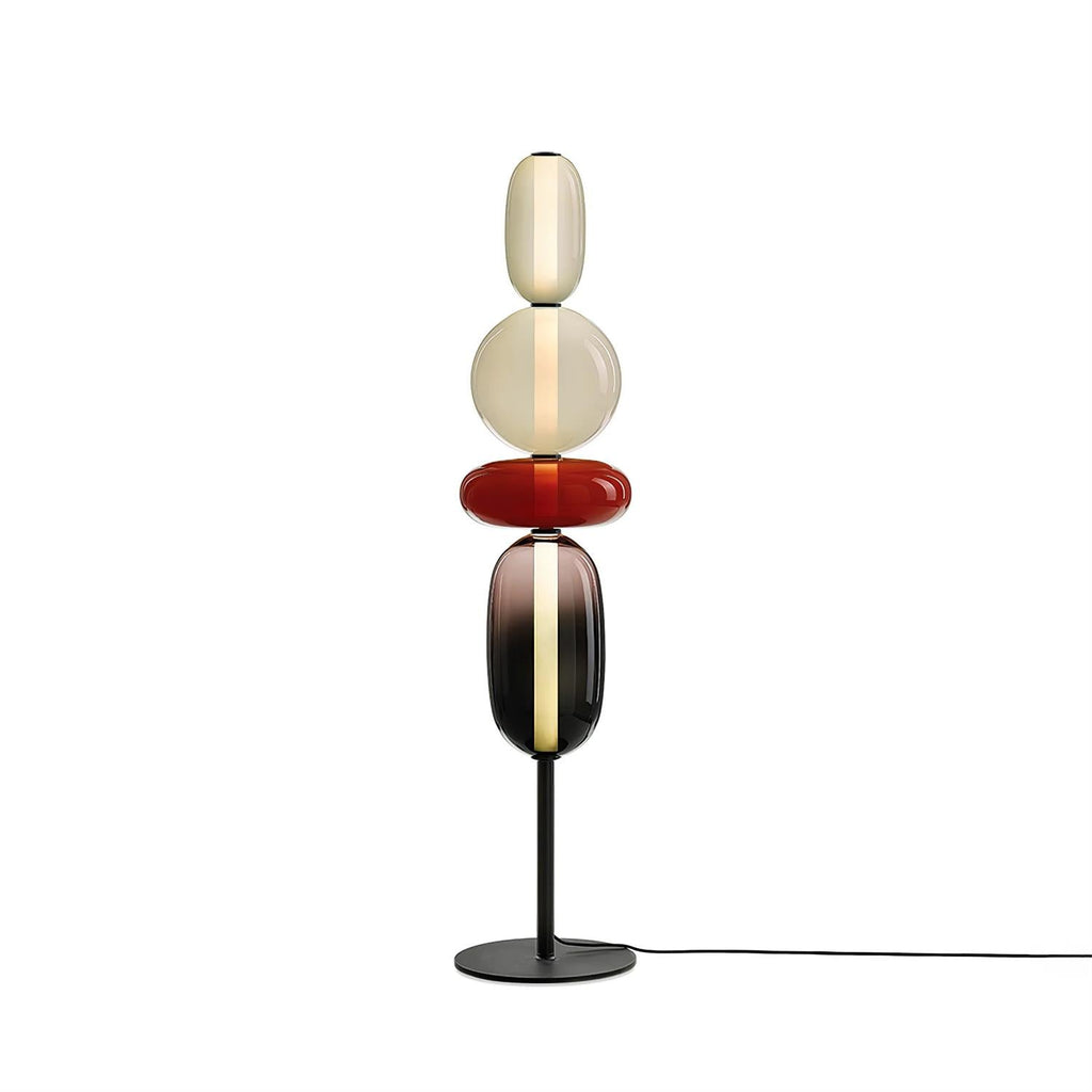 Stacked Glass Pebble Floor Lamp Sculptural LED Warm White Living Room Bedroom — Multiple Colors