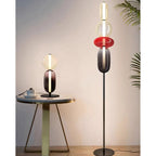 Stacked Glass Pebble Floor Lamp Sculptural LED Warm White Living Room Bedroom — Multiple Colors