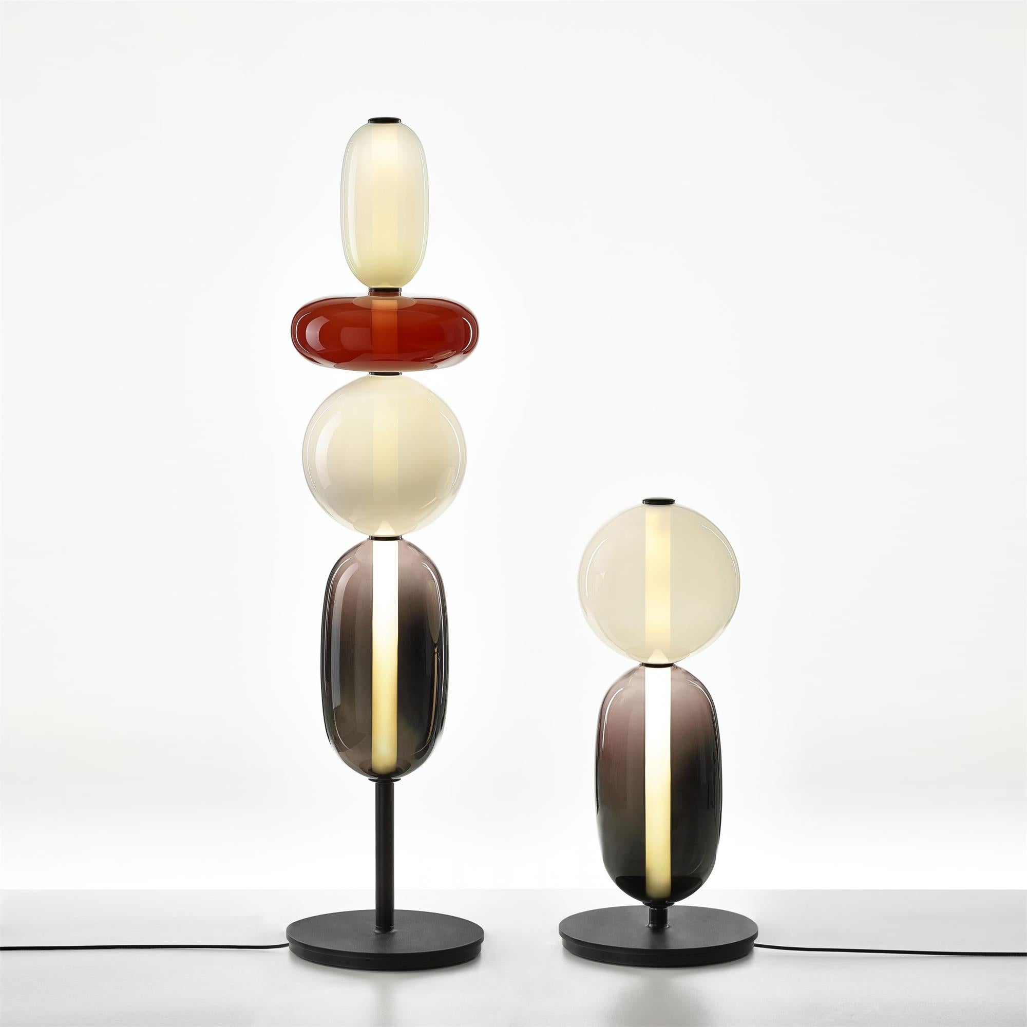 Stacked Glass Pebble Floor Lamp Sculptural LED Warm White Living Room Bedroom — Multiple Colors
