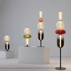 Stacked Glass Pebble Floor Lamp Sculptural LED Warm White Living Room Bedroom — Multiple Colors