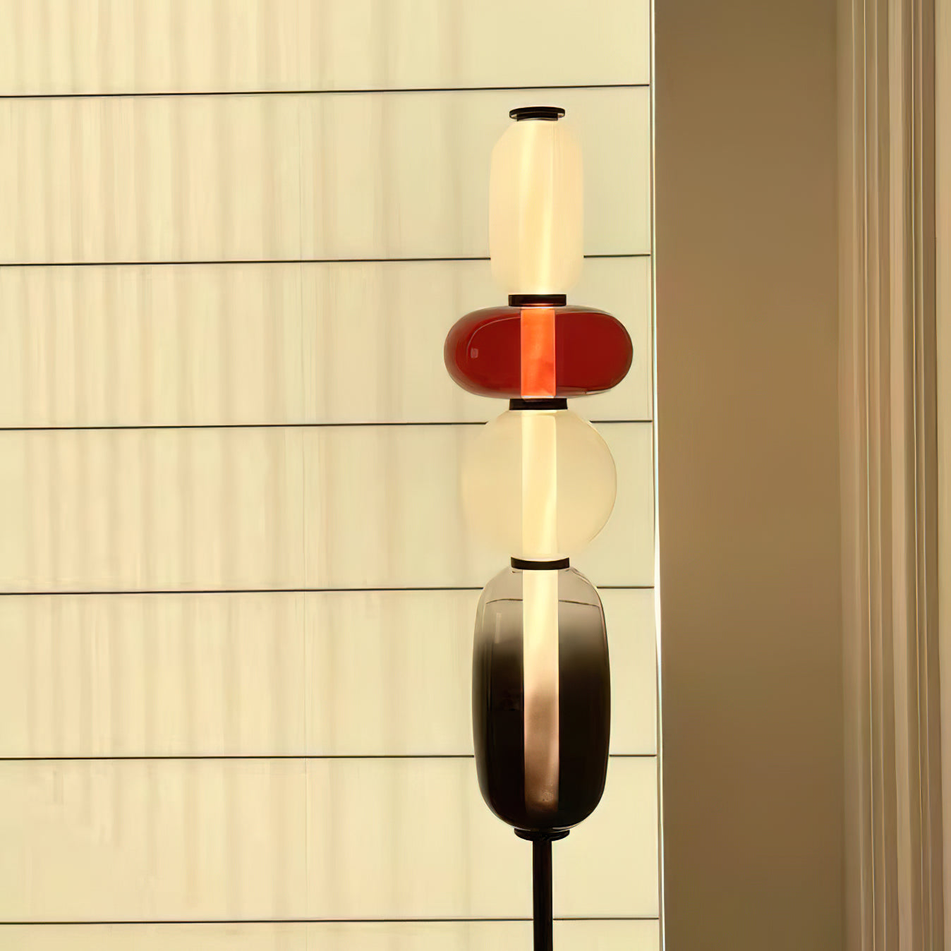 Stacked Glass Pebble Floor Lamp Sculptural LED Warm White Living Room Bedroom — Multiple Colors