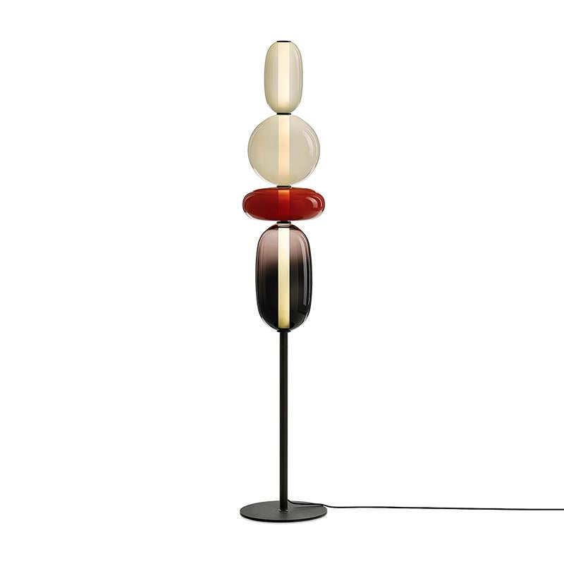Stacked Glass Pebble Floor Lamp Sculptural LED Warm White Living Room Bedroom — Multiple Colors