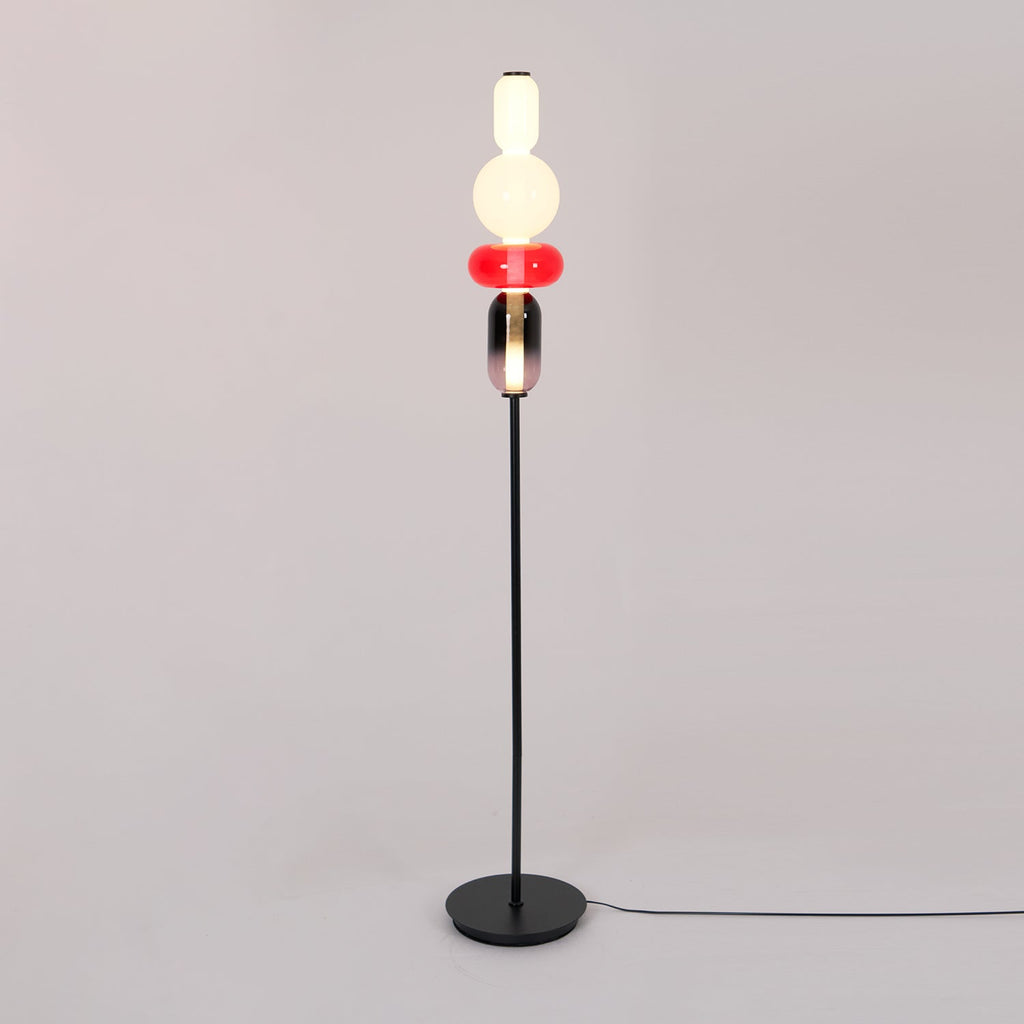 Stacked Glass Pebble Floor Lamp Sculptural LED Warm White Living Room Bedroom — Multiple Colors