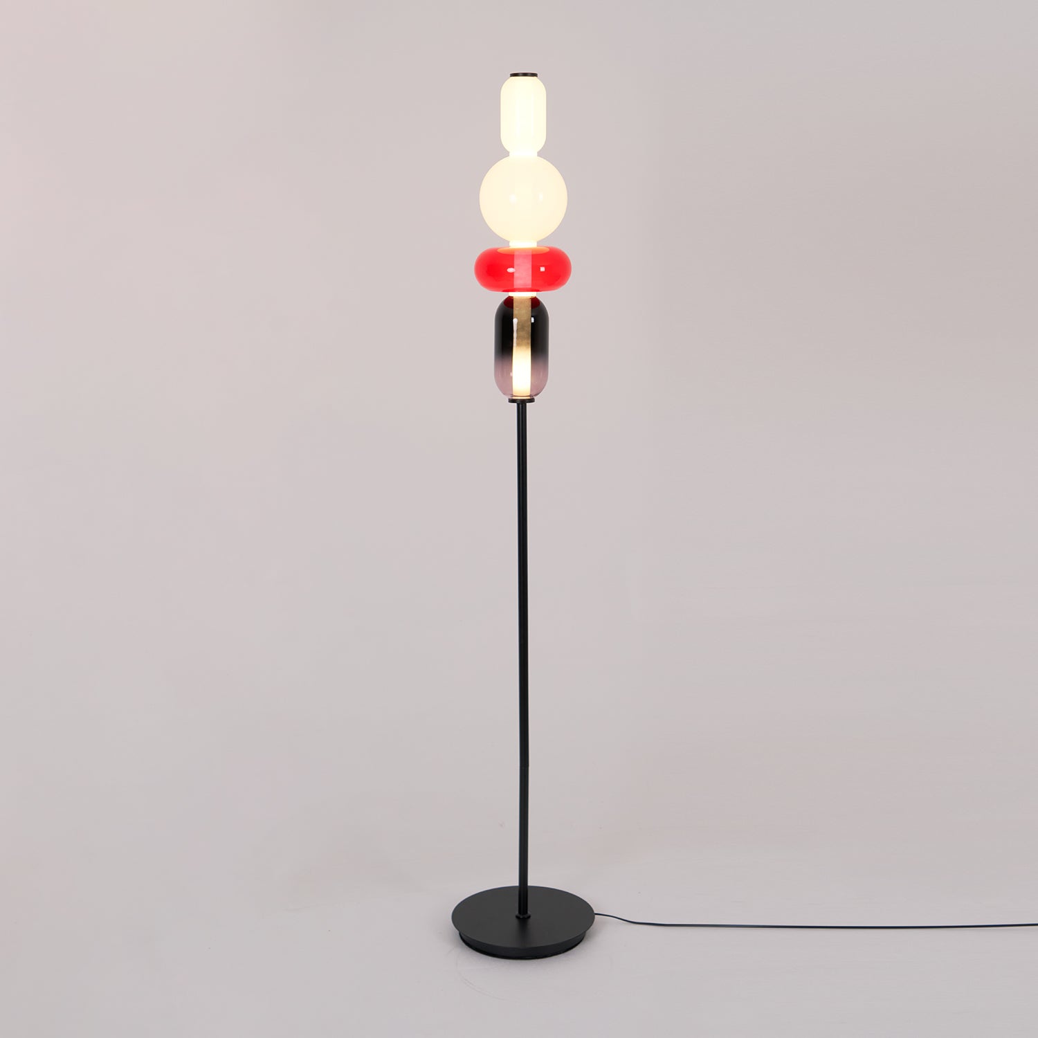Stacked Glass Pebble Floor Lamp Sculptural LED Warm White Living Room Bedroom — Multiple Colors