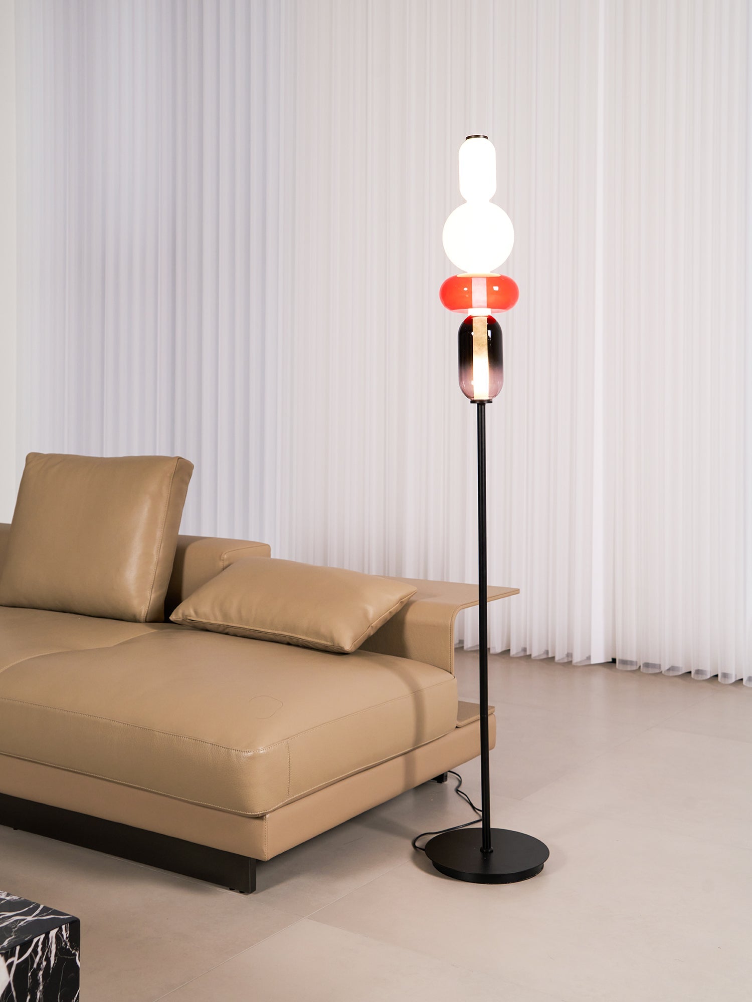 Stacked Glass Pebble Floor Lamp Sculptural LED Warm White Living Room Bedroom — Multiple Colors