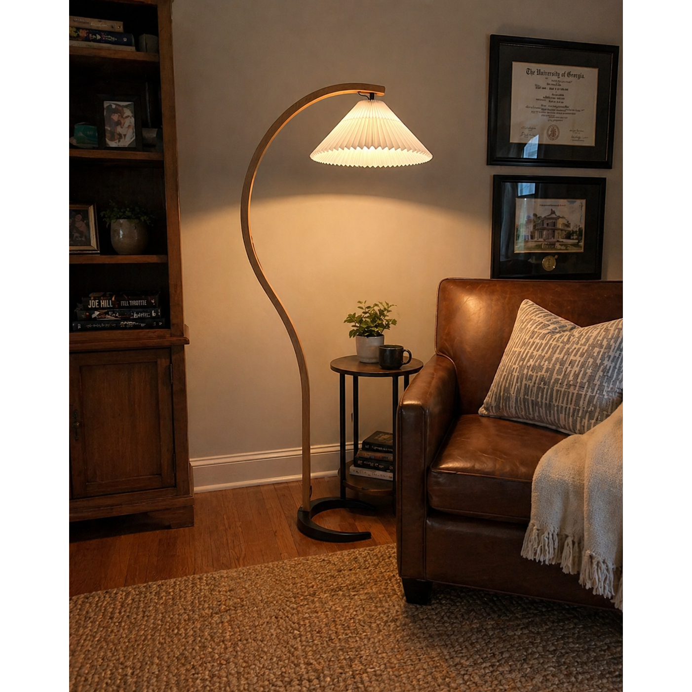 Caprani Arc Floor Lamp Natural Stone Resin LED Warm Light Living Room Bedroom — Multiple Finishes