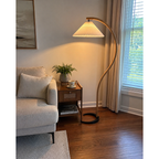Caprani Arc Floor Lamp Natural Stone Resin LED Warm Light Living Room Bedroom — Multiple Finishes