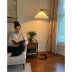 Caprani Arc Floor Lamp Natural Stone Resin LED Warm Light Living Room Bedroom — Multiple Finishes
