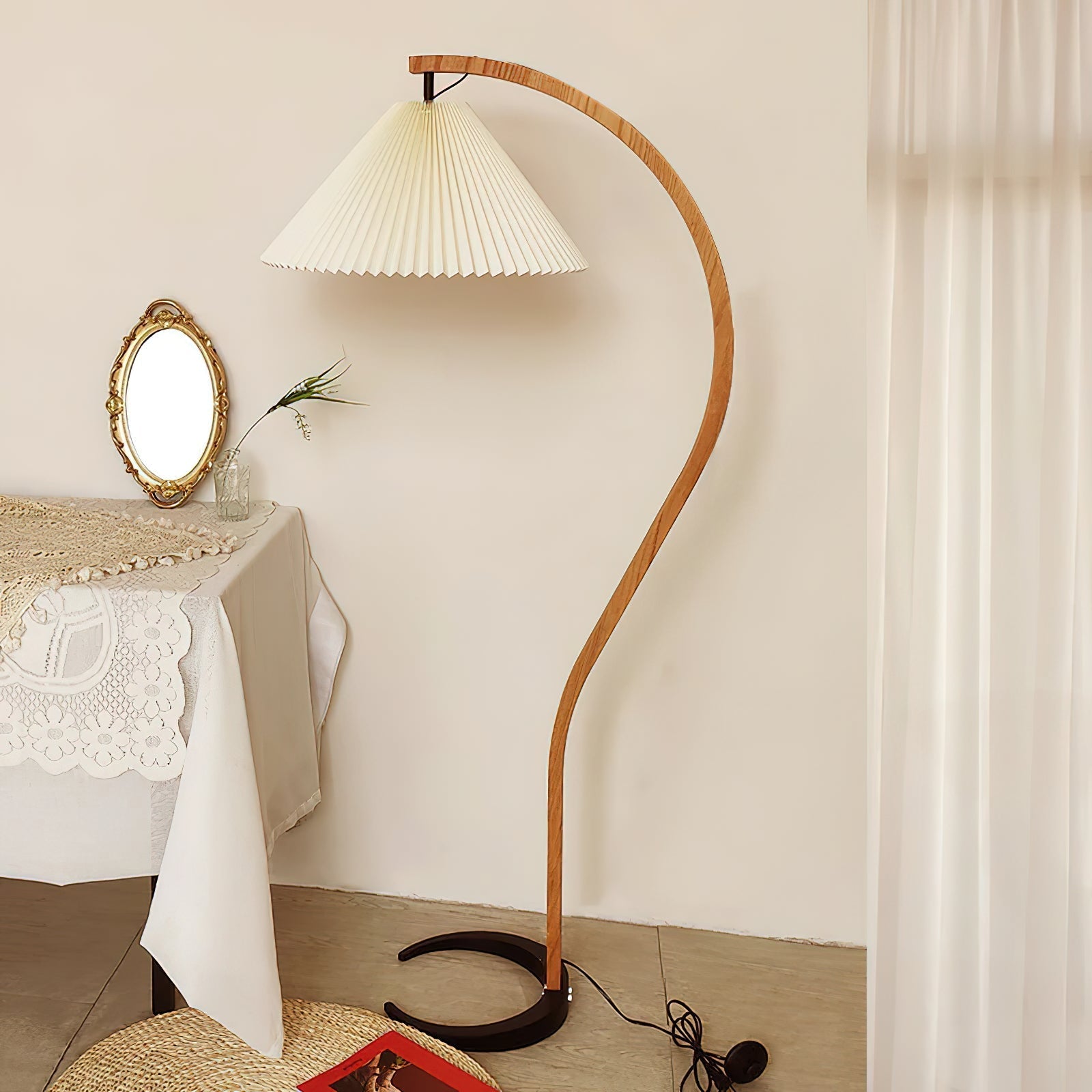 Caprani Arc Floor Lamp Natural Stone Resin LED Warm Light Living Room Bedroom — Multiple Finishes