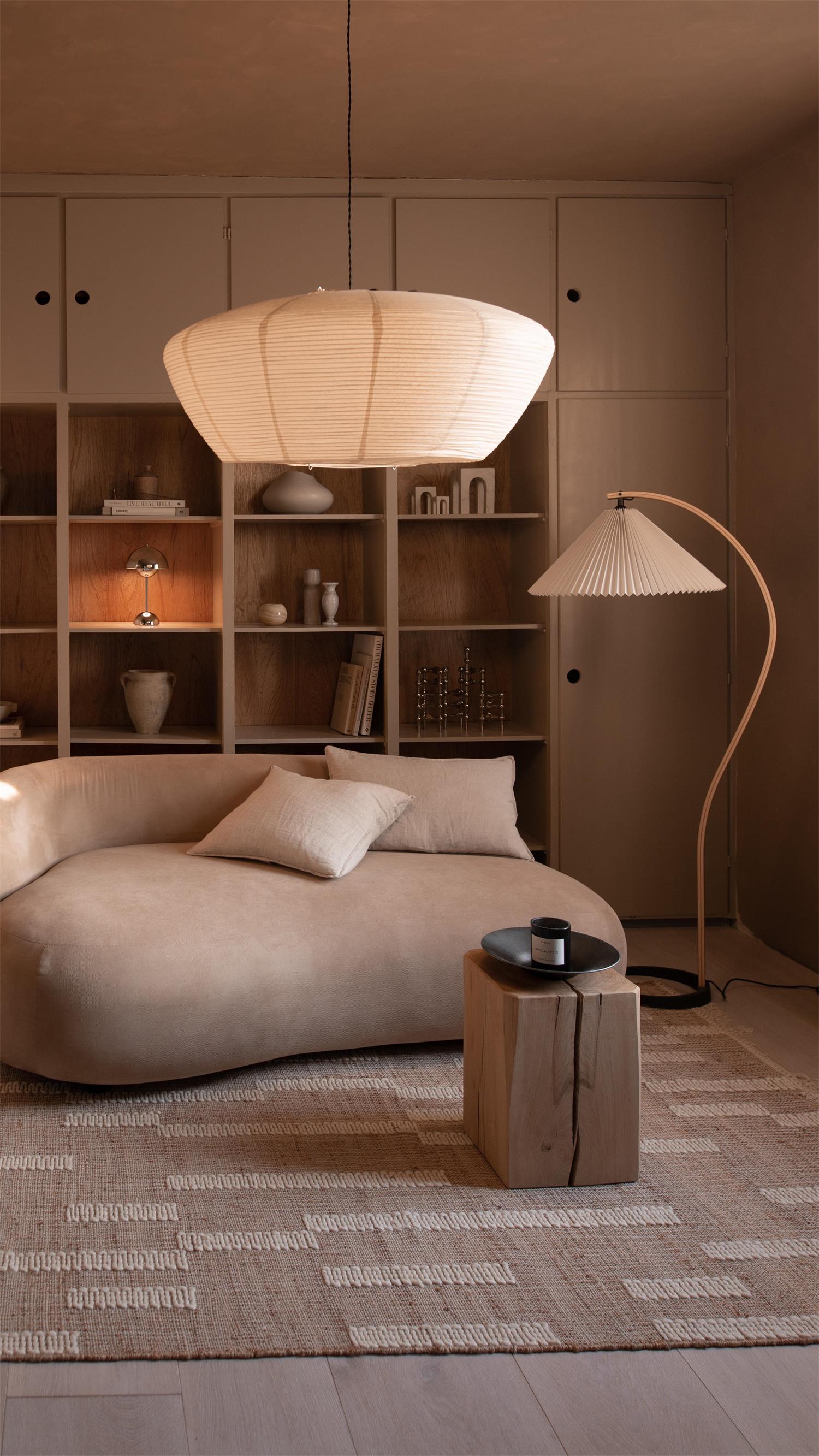 Caprani Arc Floor Lamp Natural Stone Resin LED Warm Light Living Room Bedroom — Multiple Finishes