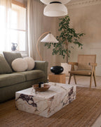 Caprani Arc Floor Lamp Natural Stone Resin LED Warm Light Living Room Bedroom — Multiple Finishes