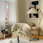Caprani Arc Floor Lamp Natural Stone Resin LED Warm Light Living Room Bedroom — Multiple Finishes