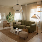 Caprani Arc Floor Lamp Natural Stone Resin LED Warm Light Living Room Bedroom — Multiple Finishes