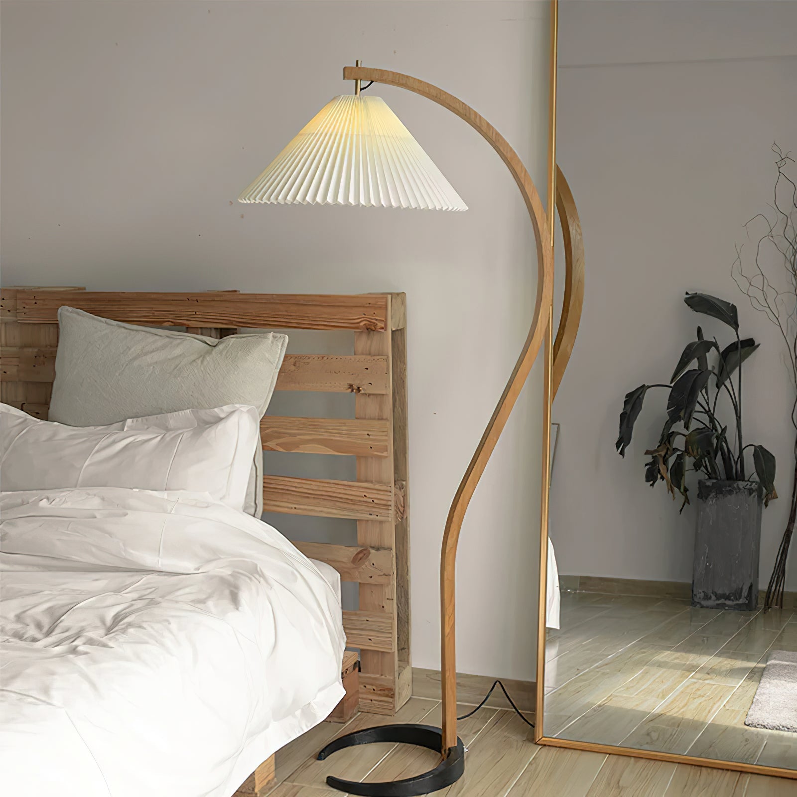 Caprani Arc Floor Lamp Natural Stone Resin LED Warm Light Living Room Bedroom — Multiple Finishes