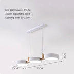 Nordic Modern Wood Fixture Pendant Light 3-Head Dimmable Dining Room Living Room — White Grey