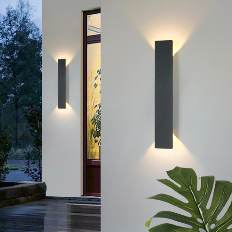 Waterproof LED Aluminum Strip Wall Light Indoor Outdoor Bedroom Porch — Black 2W to 18W