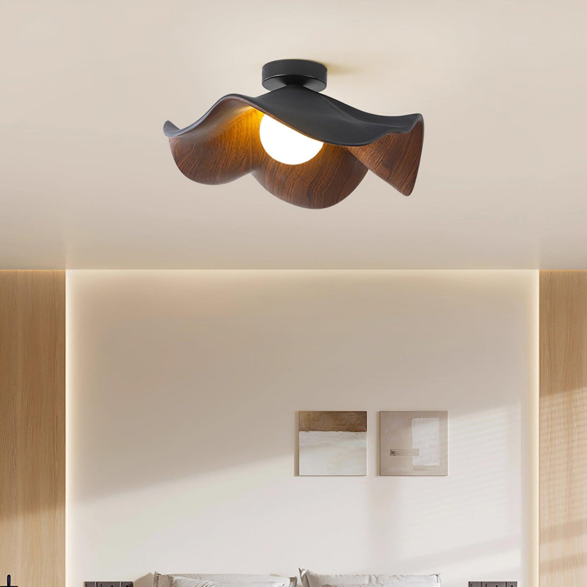 Lanoe Ceiling Light Wood Black&White