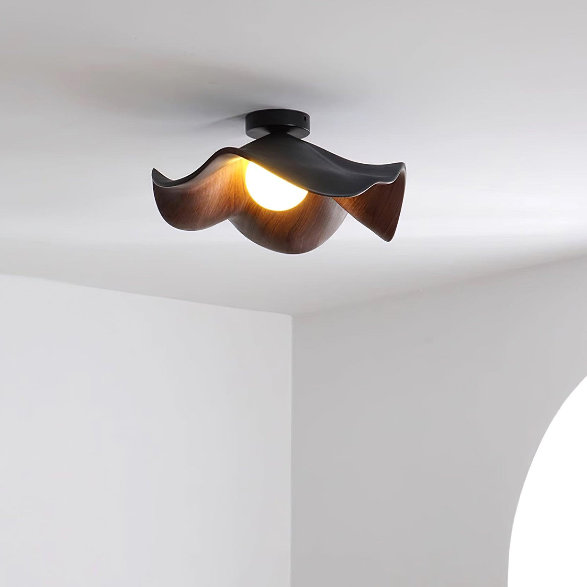 Lanoe Ceiling Light Wood Black&White